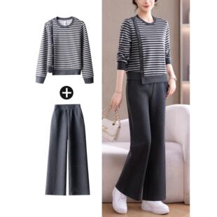 休闲套装裤子两件套洋气时尚时髦气质阔腿裤韩版高级感女春运动服