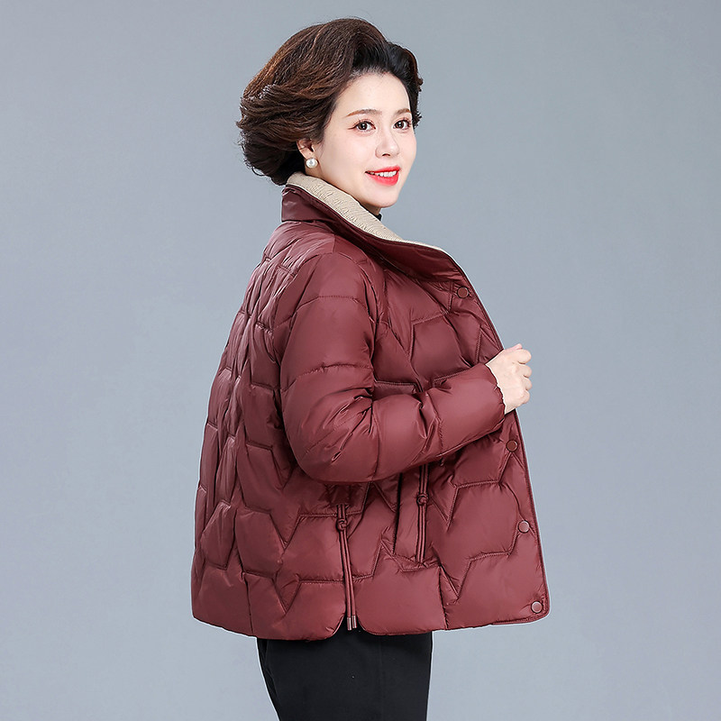 中年妈妈冬装棉服短款中老年冬季羽绒棉服女款50多岁秋冬棉袄外套