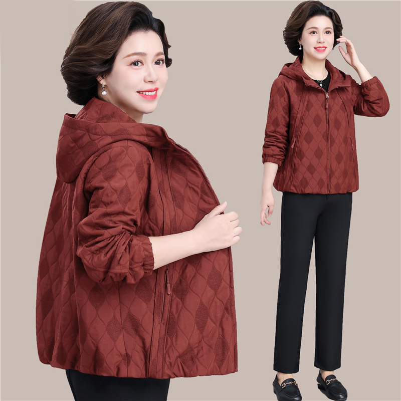 中年妈妈外套春秋款大码2025新款中老年女士秋冬上衣洋气夹棉衣服