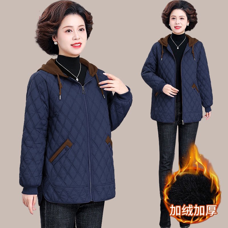 2025新款妈妈秋冬装夹棉外套奶奶短款棉衣中老年女洋气轻薄小棉袄