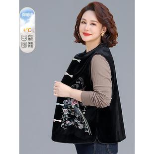 新中式马甲女款妈妈冬季棉袄夹棉国风中老年坎肩背心外穿马夹棉服