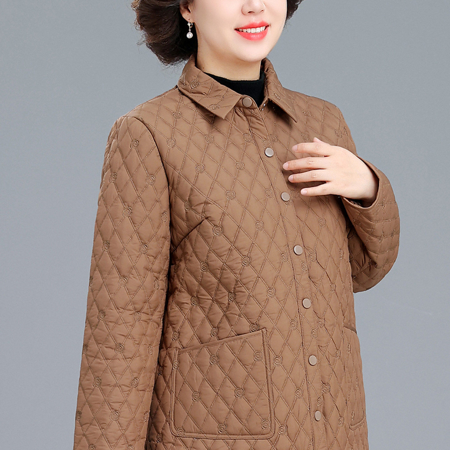中年妈妈秋装洋气轻薄棉袄外套2026新款羽绒棉服中老年秋冬棉衣女