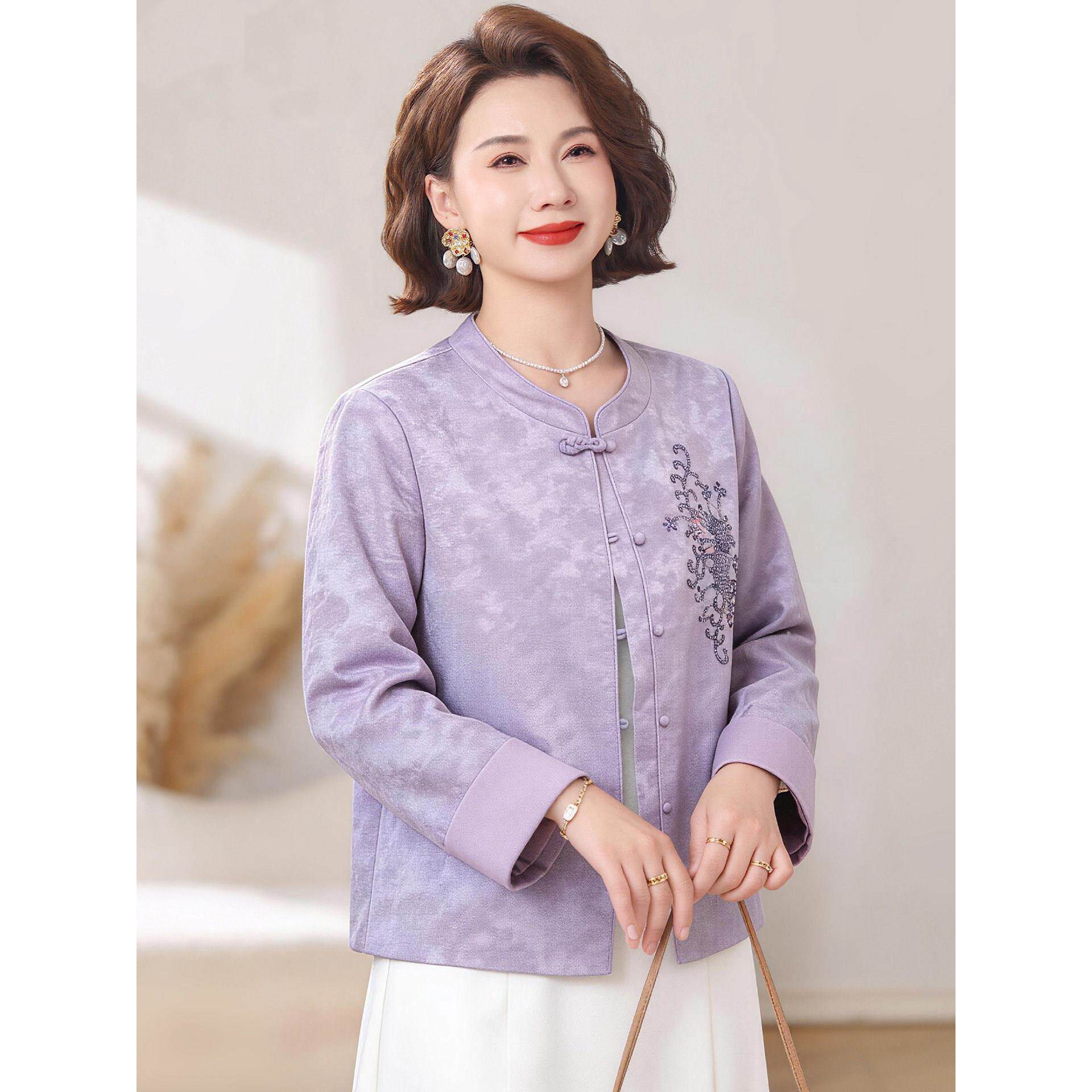 新中式妈妈春装外套2026新款唐装上衣端庄大气中老年女装春秋风衣