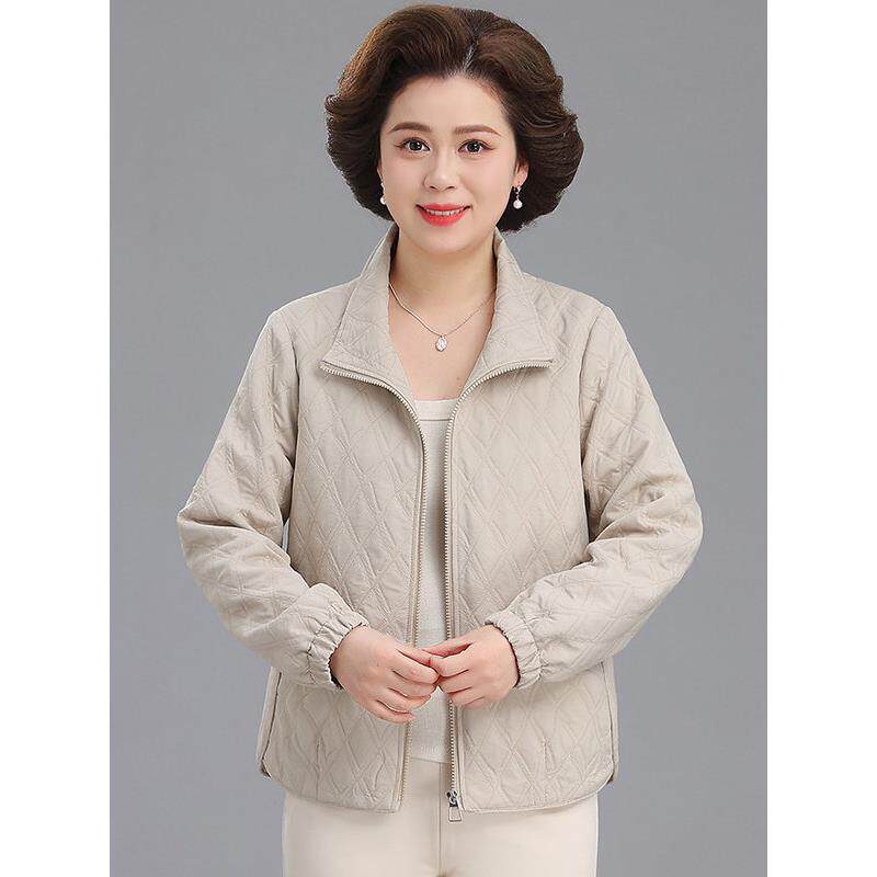 小个子妈妈春装外套休闲短款夹克2026新款中老年女装春秋大码上衣