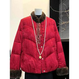 妈妈新中式国风红色羽绒服冬季2025新款中老年女装贵气本命年外套