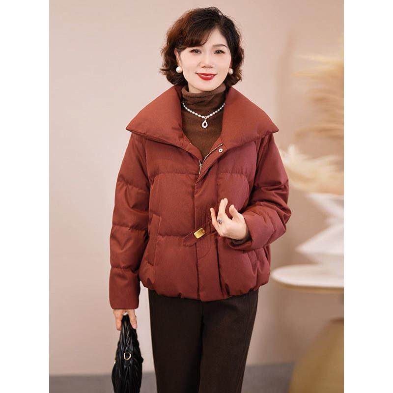 年轻妈妈冬装白鸭绒羽绒服2025新款洋气中老年女装加厚保暖外套