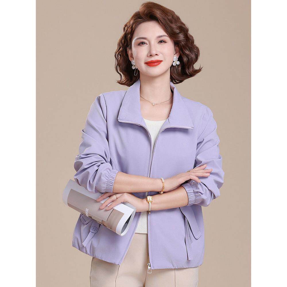 年轻妈妈春装外套时尚减龄夹克上衣2026新款中老年春秋休闲风衣女