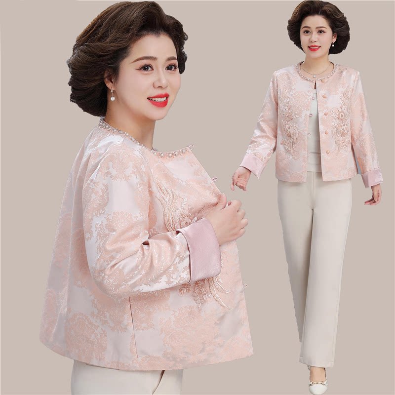 时尚洋气妈妈春装外套高贵短款上衣气质中老年女装小香风休闲衣服