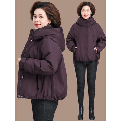 妈妈冬装外套洋气短款加厚风衣2025新款中老年女装秋冬夹克衫棉衣