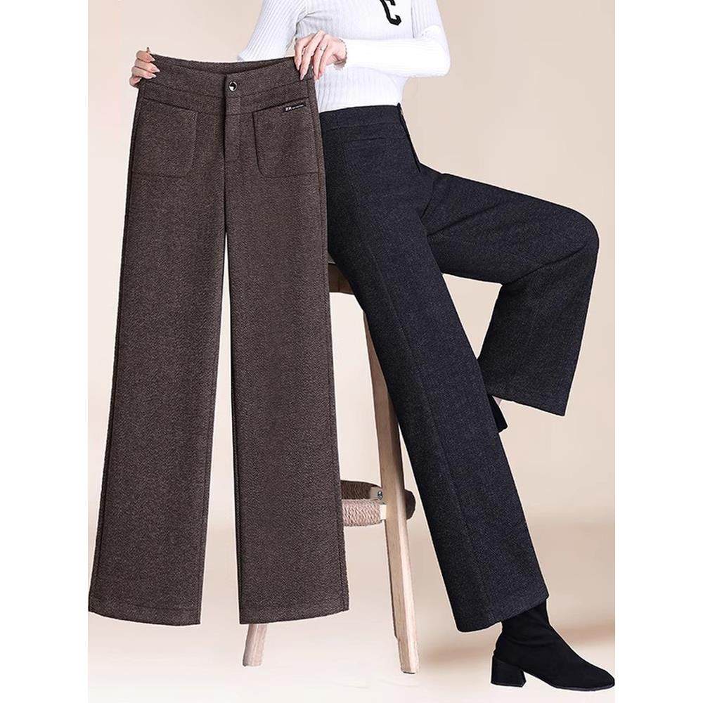 妈妈秋冬2025新款羊毛呢阔腿裤中老年女装时尚直筒长裤显瘦休闲裤,女装/女士精品,中老年女装,淘宝优惠券,粉丝福利购,淘宝优惠卷