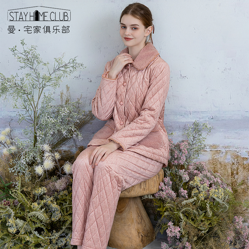 曼诺曼蒂克加绒加厚保暖睡衣套装