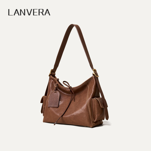 LANVERA头层植鞣牛皮大容量托特
