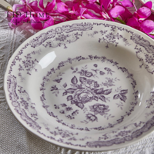 玫粉淡紫色甜点盘甜品碗茶壶花瓶