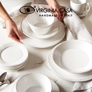 意大利Virginia Casa 折纸系列白陶餐具餐盘碗杯碟组复古西餐家用