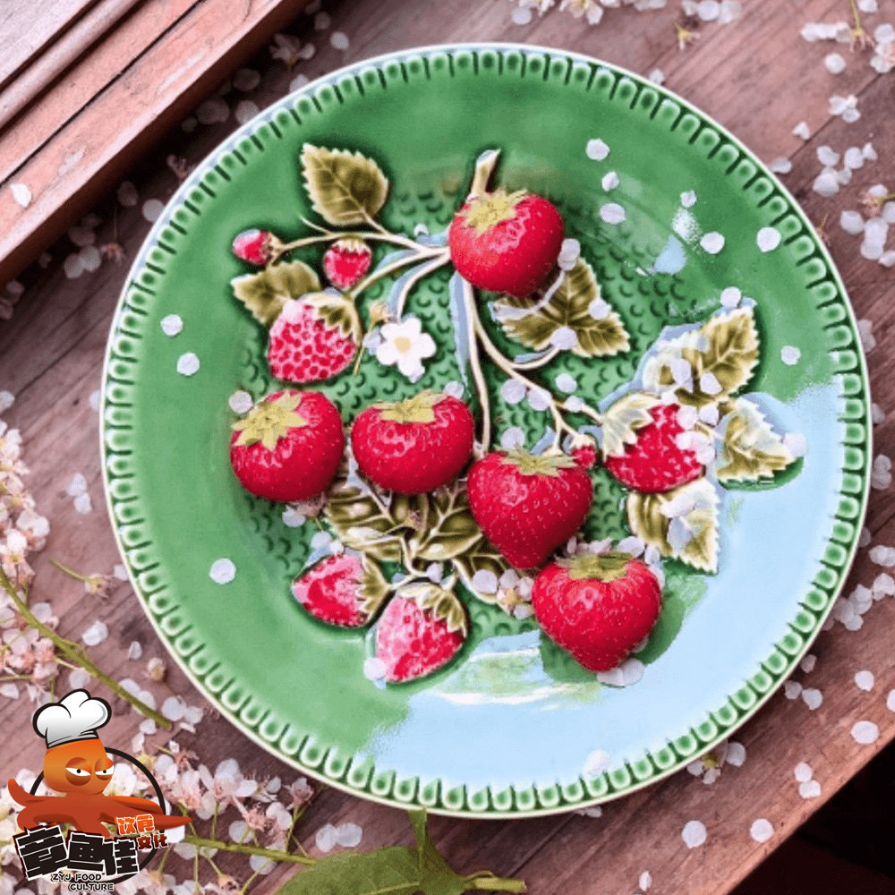 葡萄牙Bordallo Pinheiro 草莓陶餐具碗造型盘长方形盘托盘浮雕,餐饮具,盘,淘宝优惠券,粉丝福利购,淘宝优惠卷