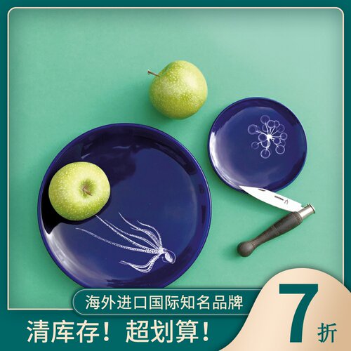 法国制造设计师原创手绘餐盘深海