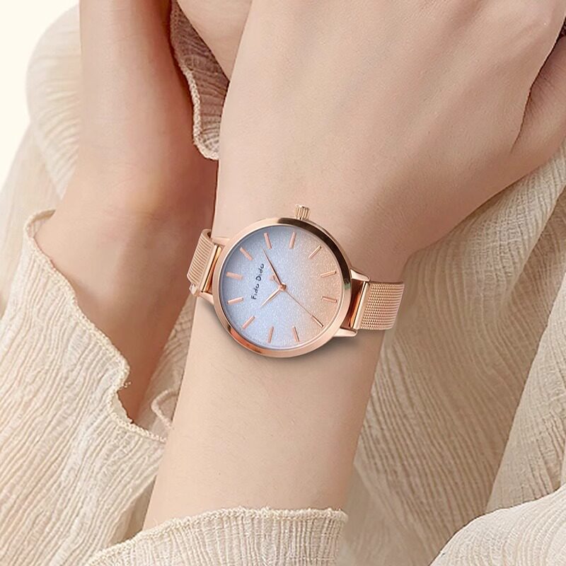 FidoDido七喜小子小众轻奢手表繁星点点钢带防水女款石英表正品