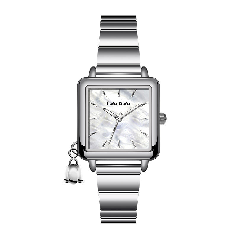 FidoDido菲都狄都手表女款轻奢小众珍珠贝壳面高级感方形石英表
