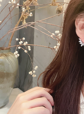 FRIDAY JEWELRY定制款流苏锆石镀金气质复古百搭后挂式银针耳环