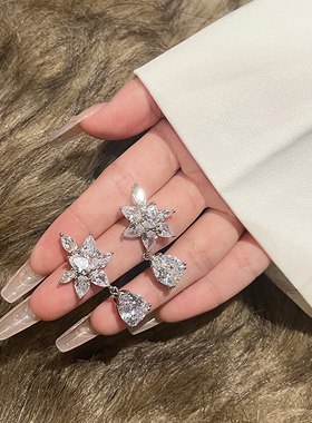 FRIDAY JEWELRY气质锆石满钻轻奢气质百搭流苏造型耳环耳饰银针