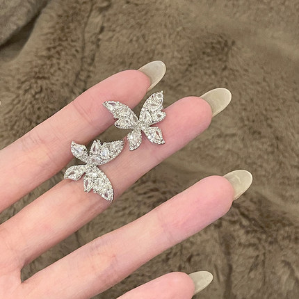 FRIDAY JEWELRY锆石微镶精致小巧气质百搭蝴蝶耳饰耳环耳钉银针