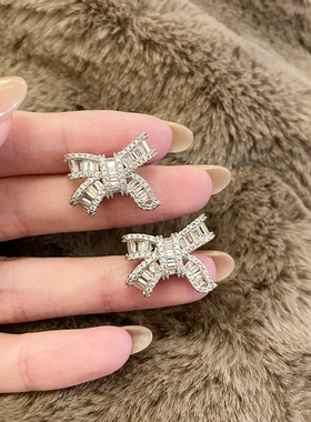 FRIDAY JEWELRY气质微镶满钻蝴蝶气质百搭锆石耳钉耳环耳饰银针