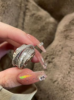 FRIDAY JEWELRY定制银色锆石百搭复古个性女式食指精致可调节戒指