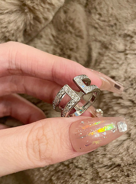 FRIDAY JEWELRY定制款轻奢线条气质百搭复古锆石可调节食指戒指
