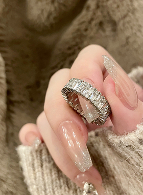 FRIDAY JEWELRY定制款锆石个性镶嵌指环开口复古气质百搭可调节戒