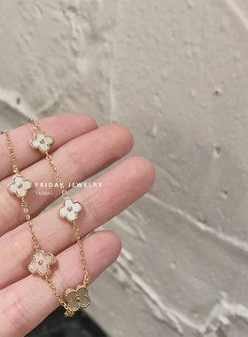 FRIDAY JEWELRY韩国定制时髦金色花朵镀金贝壳手链百搭复古显白