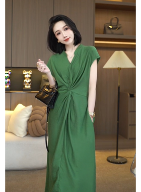夏季洋气2025时尚百搭女装衣服显瘦收腰设计感连衣裙子7267
