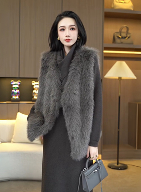 李思桐2025秋冬季洋气时髦坎肩毛茸茸女款外穿时尚毛毛马甲7368