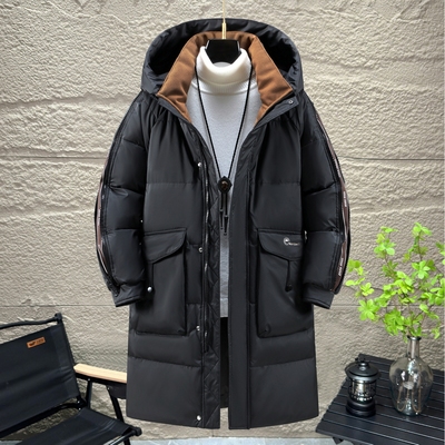 13青少年潮牌羽绒服男孩12初中学生14中长款加厚外套15岁大童冬装