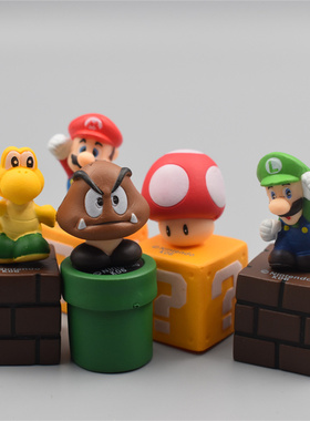 亏本5款马里奥 公仔玩具蘑菇 supermario 超级玛丽手办车载模型
