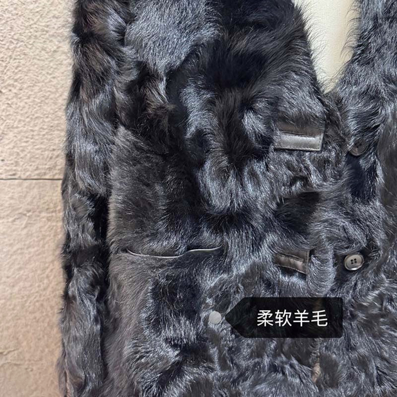 高端真毛羊毛皮毛一体皮草外套女