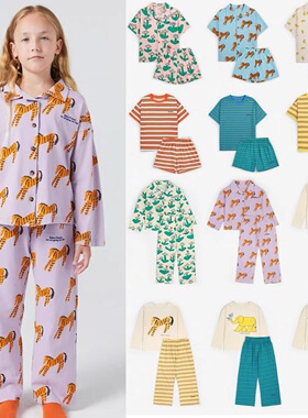 2026春夏Bobo男女童休闲套装宝宝家居服BC儿童印花衬衫短裤两件套