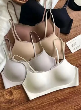 法式无钢圈文胸女大胸显小超薄蕾丝全罩杯收副乳聚拢内衣3606