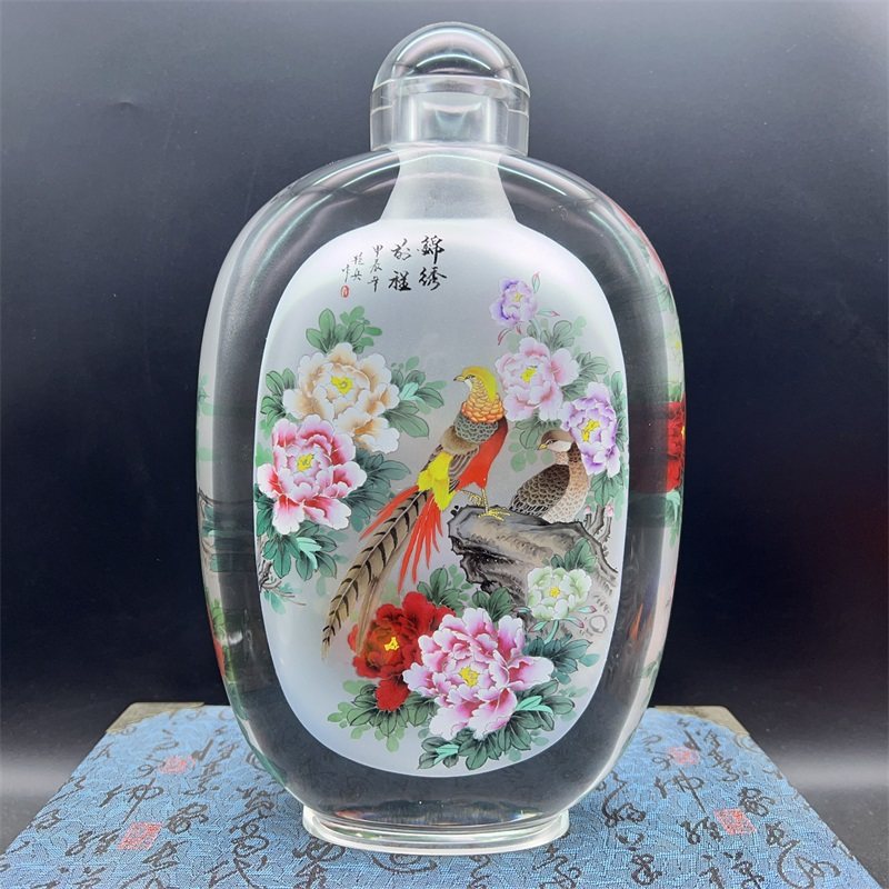 诚信内画鼻烟壶中国风特色超大精品水晶纯手绘商务家居摆件礼品