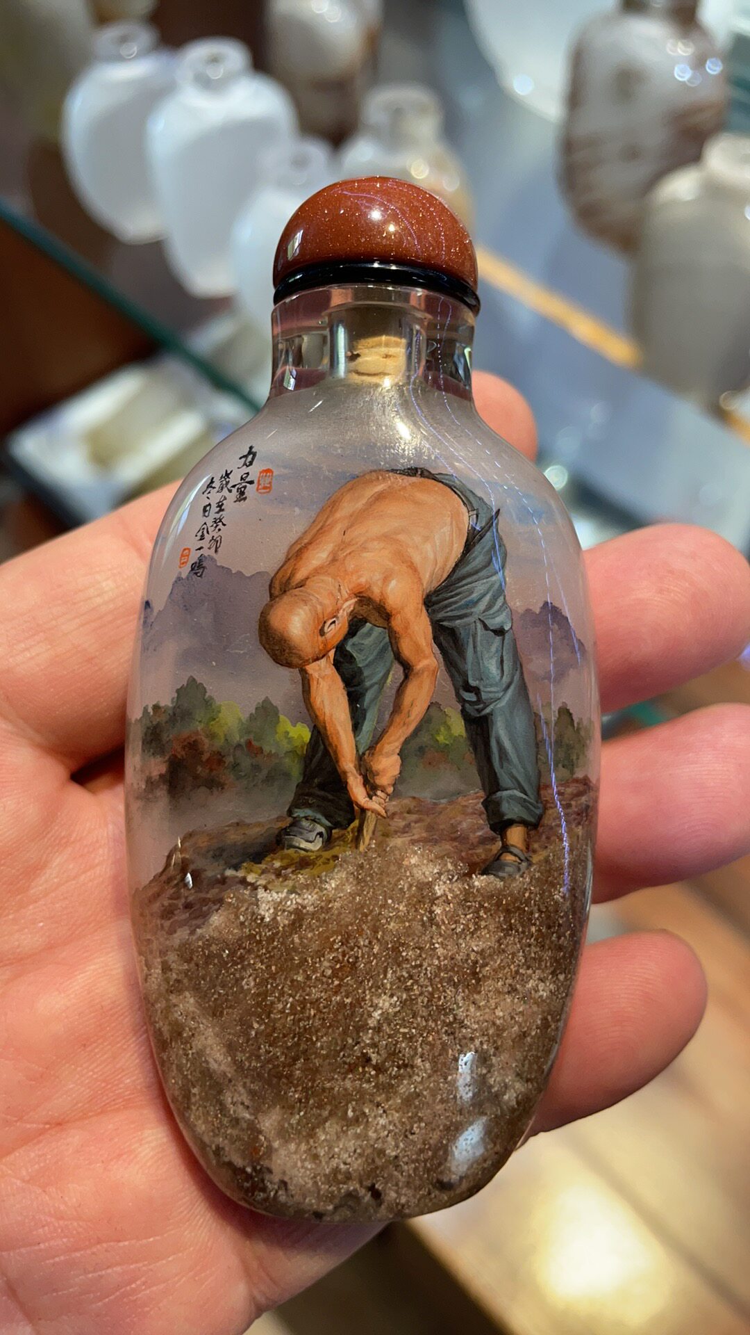 水晶鼻烟壶 天然 瓶内画名家金一鸣作品礼品 外事商务收藏升值
