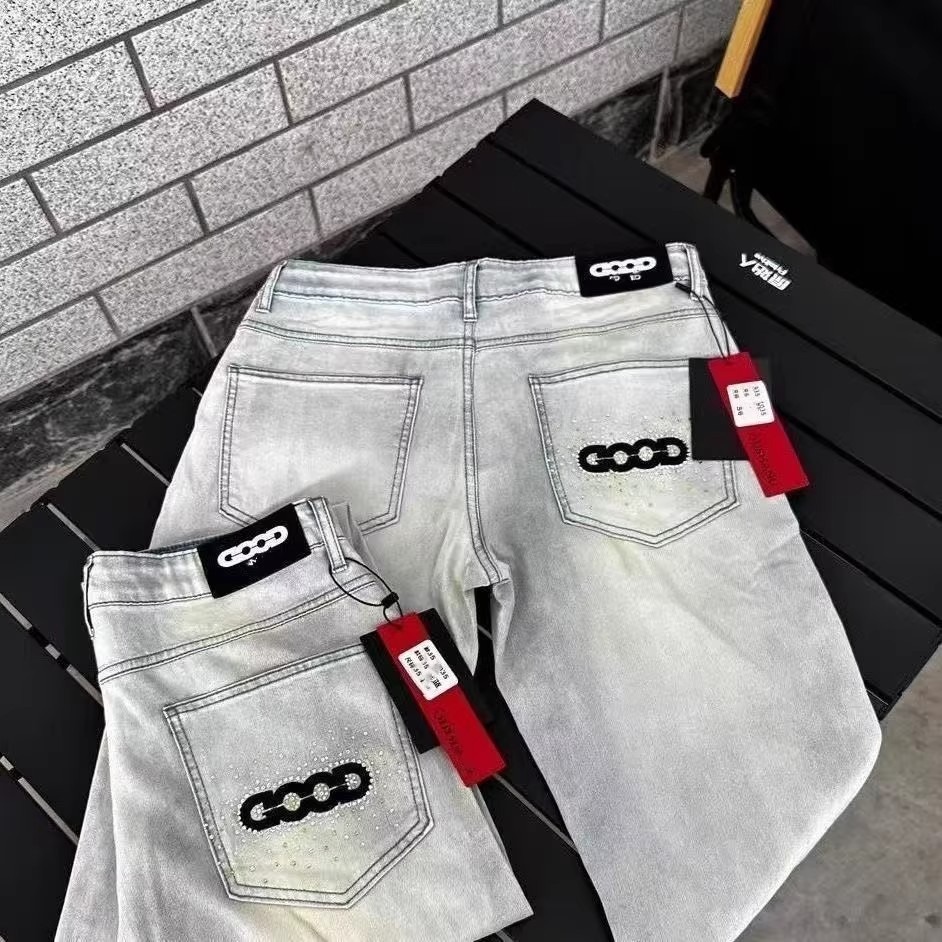 春季新款刺绣字母牛仔裤男