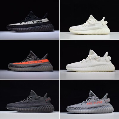 LW椰子350v2纯白冰淇淋冰蓝黑天使老汪yeezy350 黑满天星芝麻灰橙