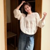 SUNCC自制 麻花香颂 显瘦慵懒气质温柔柔软垂感百搭设计感毛衣