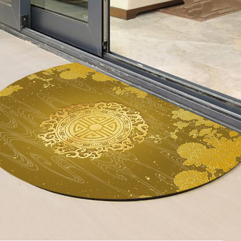 硅藻泥软地垫吸水垫浴室门口防滑好风水洗手间半圆形中式厨房金色