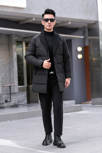 2025秋冬装针织领中长款羽绒服男 钱塘6006-23002-P320  真模图图片