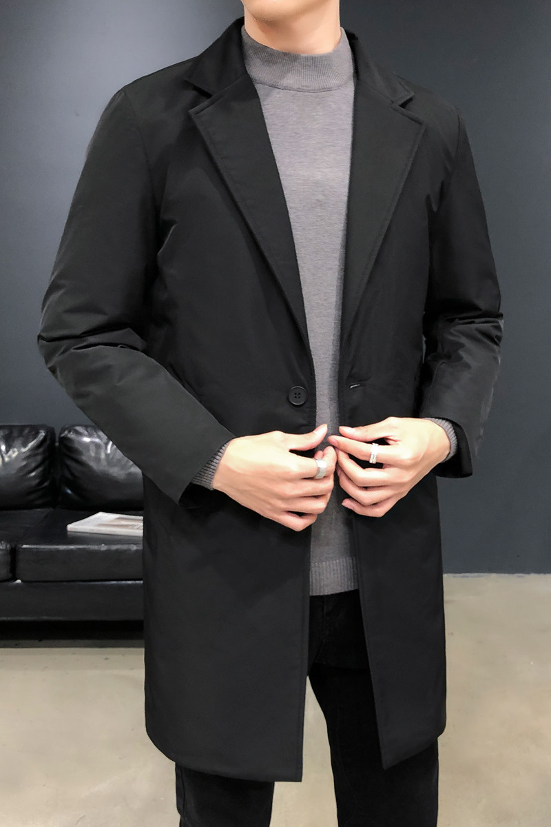 2021秋冬装西装领中长款羽绒服男钱塘3029-999-P260真模,男装羽绒服,钱塘6006(原3029)