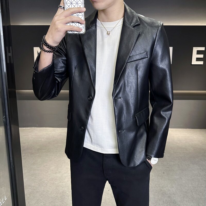2025秋装新款休闲PU皮西装男钱塘6006-8220P175真模,男装西服,钱塘6006(原3029)