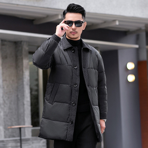 2025秋冬装中长款麦穗拼接羽绒服男 钱塘6006-9811-P330 真模图片