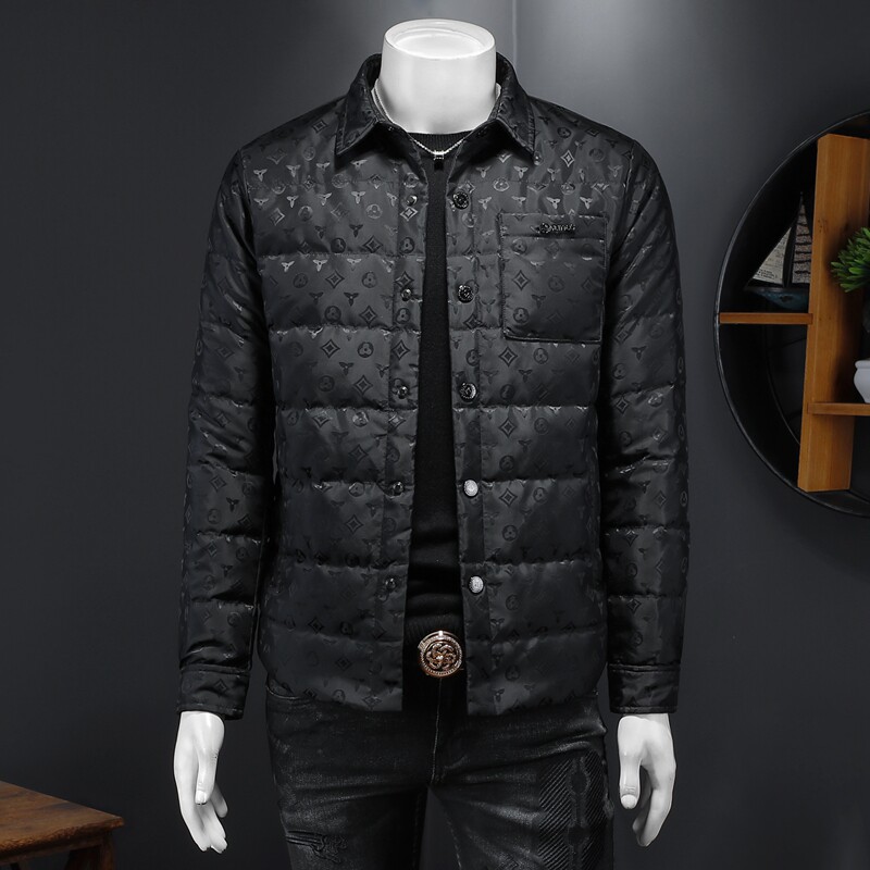 2025秋冬装新款提花衬衫领羽绒服男 钱塘3029-00109-P265 假模图片