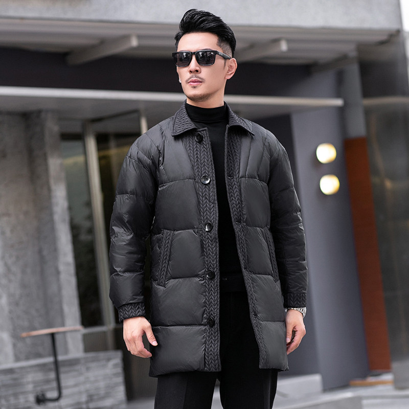 2025秋冬装中长款麦穗拼接羽绒服男 钱塘6006-9811-P330 真模图片