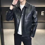 2025年秋装新款翻领多口袋皮衣男装钱塘60068201P175真模，男装皮衣，钱塘6006(原3029)